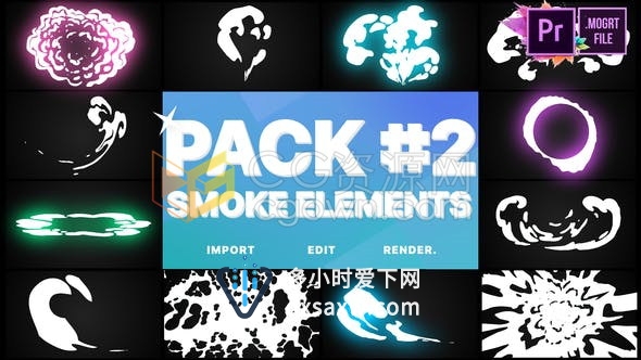 PR模板mogrt预设12组卡通手绘云流体烟雾图形动画元素02包