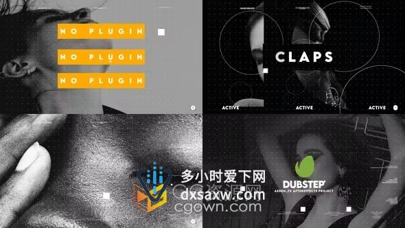 AE模板-时髦动感多彩设计元素屏闪效果动态标志介绍片头