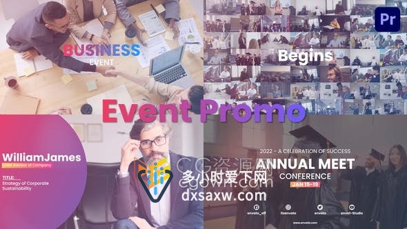商业会议企业研讨会直播宣传片演讲者培训介绍视频动画-PR模板