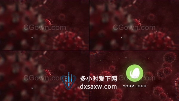 PR模板下载中国战胜疫情宣传视频片头消灭病毒感染动画4K分辨率