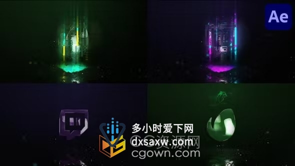 数字故障VFX发光LOGO特效动画视频片头AE模板