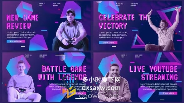 游戏技术幻灯片AE模板游戏玩家高科技宣传介绍视频