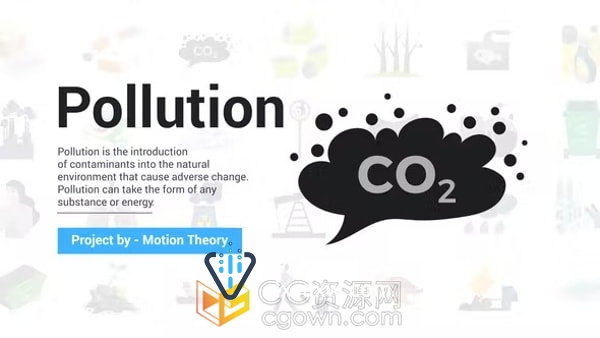 Pollution Icons 30种污染图标动画气候变化地球日生态能源环境绿色AE模板