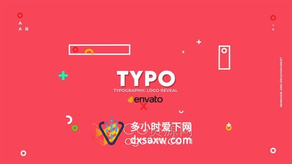 AE模板-多种简单彩色图形排版动画展示标志LOGO片头
