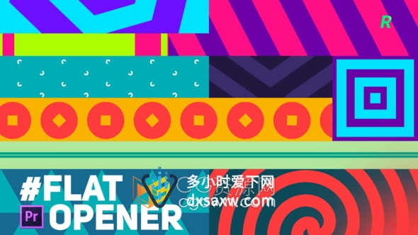 PR模板-多彩平面图形动画简单演绎企业品牌标识片头
