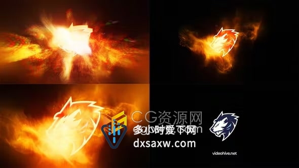 分形火球能量火焰标志动画Fire Logo Reveal-AE模板