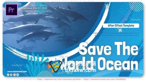 PR模板-海洋风格制作全球变暖海洋污染海洋生物保护公益宣传片