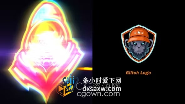 4K时尚快速故障效果媒体频道开场白标志介绍结尾动画-AE模板