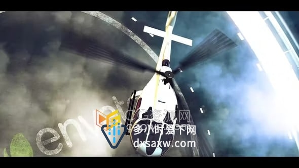 AE模板-3D直升机升空着陆台显示紧急救援服务标志片头