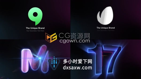 4K现代公司企业LOGO光泽反射简约灯光标志动画AE模板