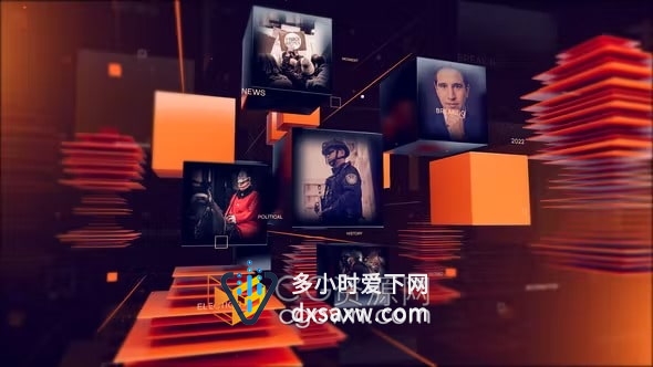 AE模板-悬浮式立方体视频动画资讯新闻频道包装片头