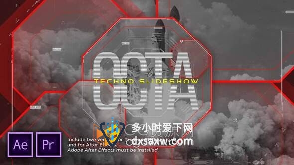 AE与PR模板-八角形遮罩幻灯片科学发展生态系统宣传片视频