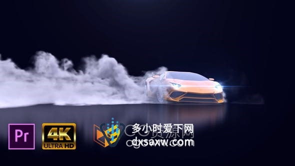AE模板-跑车汽车漂移轮胎痕迹烟雾特效视频片头动画