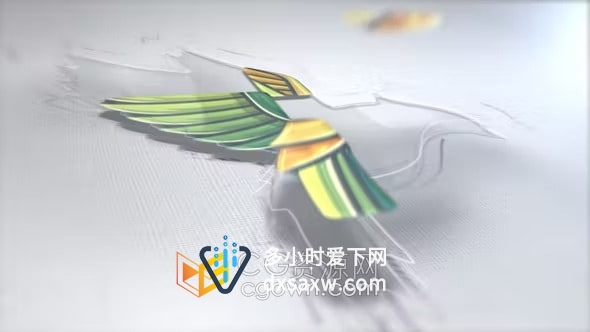 AE模板-柔光企业标志柔和的线条光滑效果弯曲旋转3d标志动画