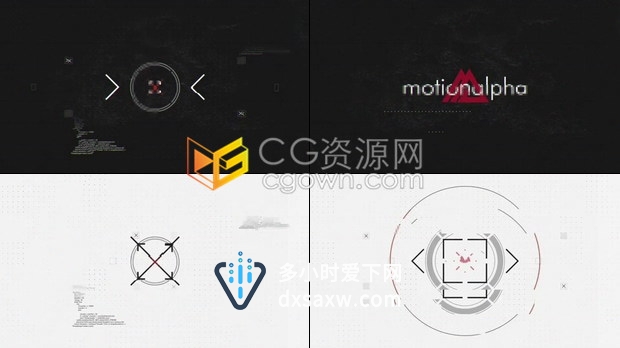 PR模板-数字故障圆圈交叉图形演变游戏科技网络数据公司Grunge标志片头