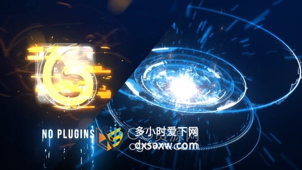 AE模板- HUD元素和能量爆炸未来感科技标志展示