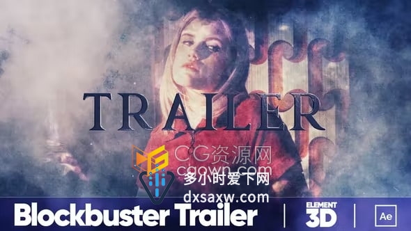 AE模板-大气粒子动画史诗三维标题电影大片预告片Blockbuster Trailer