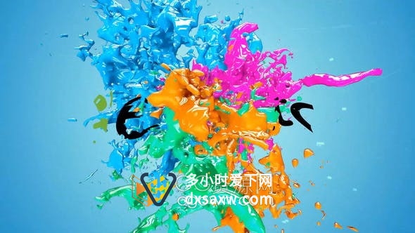 Premiere Pro制作液体彩色油漆飞溅动画介绍LOGO视频片头-PR模板