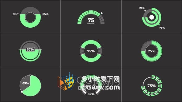 AE模板-9个高级圆形信息图表公司业务演示数据报告统计元素动画