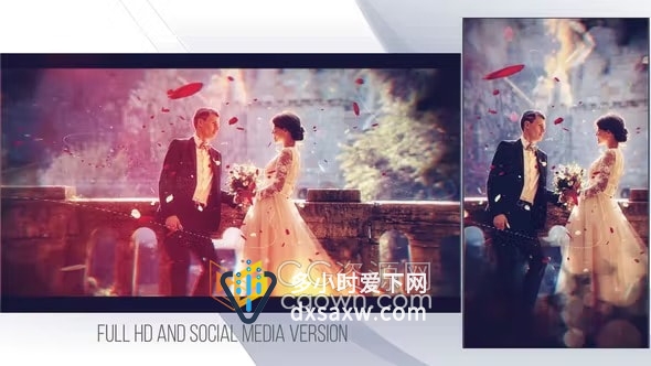 婚礼相册AE模板含竖屏版浪漫水墨风视差效果视频
