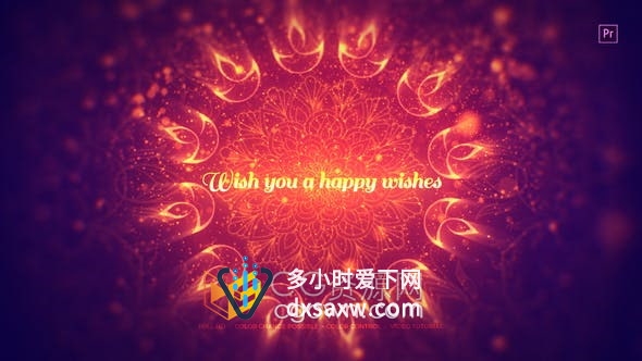 PR/AE模板-喜庆排灯节装饰动画元素展示传统节假日祝福标题电子贺卡
