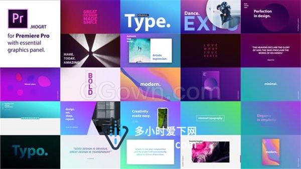30组创意设计介绍宣传标题动画演示文稿字幕排版效果-PR预设模板下载