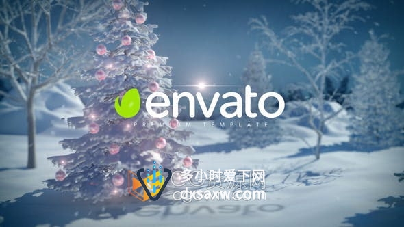 AE模板-冰蚕雪地童话场景圣诞树装饰动画圣诞标志LOGO展示