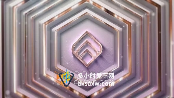 时尚柔和几何图形动画轻奢风格标志演示浪漫晚会婚宴视频片头AE模板