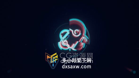AE模板-高科技标志霓虹灯效果LOGO动画带音效