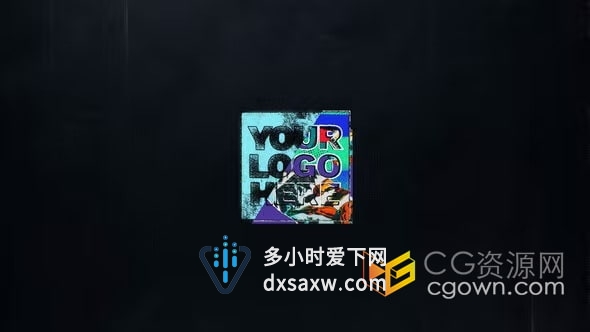 邋遢纹理纸屑和喷漆拼贴画效果Grunge涂鸦徽标-AE LOGO模板