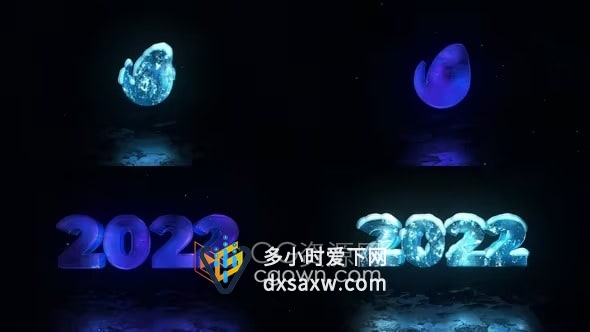 AE片头模板LOGO文字冷冻结冰雪霜效果特效视频动画