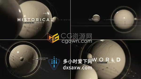AE模板-地球纪录片星球轨迹动画世界历史回忆电影预告片