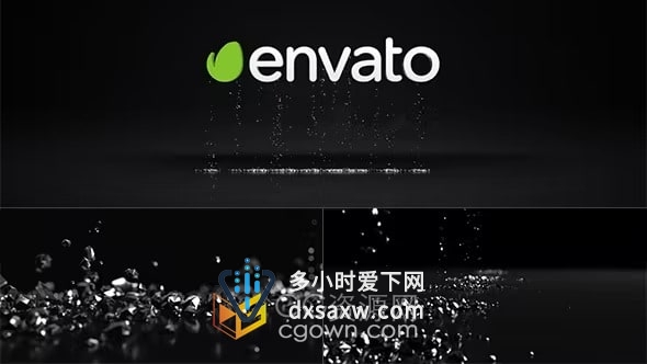 黑色闪亮石块掉落动画演绎LOGO视频片头-AE模板