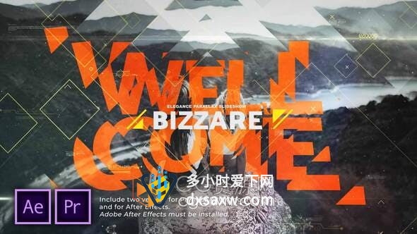 Bizarre Parallax Slideshow菱形效果遮罩视差幻灯片宣传视频动画-AE模板
