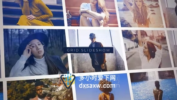 网格排版照片动画时尚幻灯片开场相册视频片头-AE模板