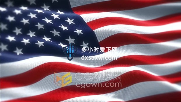 4K视频素材-动态国旗屏幕背景素材USA美国国旗国家旗帜动画