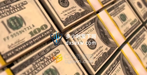 100美元堆栈金钱动态背景视频素材下载