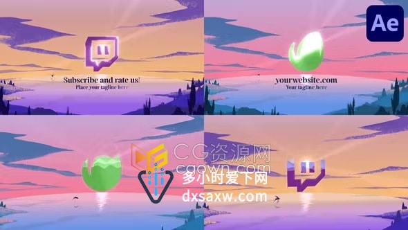 夏天海湾夏季风格MG动画LOGO宣传视频片头AE模板