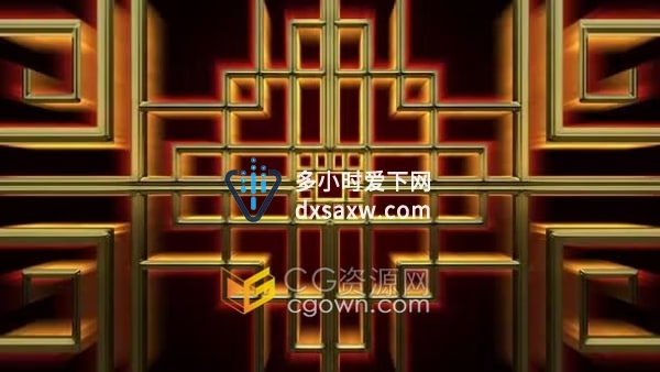 东方特色中国金色窗框装饰图案VJ背景视频素材