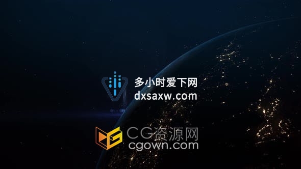 视频素材-4K三维空间感夜间宇宙深空地球转动科学天文主题背景