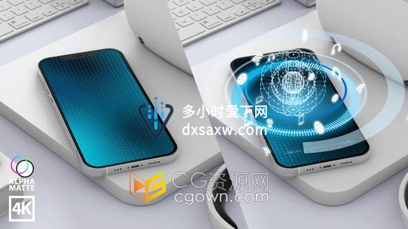 视频素材-4K高科技设备桌面手机屏幕显示应用程序VR画面动态图形