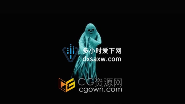 视频素材-鬼万圣节女巫角色跳桑巴舞带Alpha透明通道