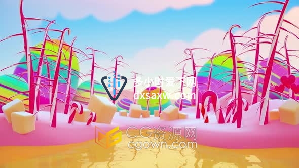 视频素材-宝贝童话幻想卡通糖果场景动画循环舞台背景视频