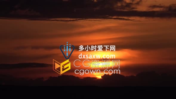 延时拍摄日落穿过黑色细长线般的乌云景观4K 60 fps视频素材