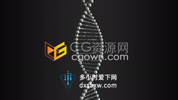 视频素材-3D数字信息旋转DNA分子模型生物医学遗传学研究素材