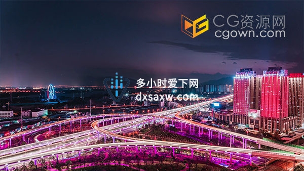 昆明明波立交车流城市夜景灯光延时实拍视频素材