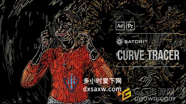AE/PR插件Curve Tracer v1.0.0制作抽象线条填充描绘画面效果