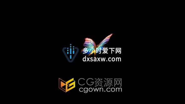 视频素材-带有美丽彩虹翅膀燕尾蝶逼真3D飞舞蝴蝶循环动画带Alpha通道