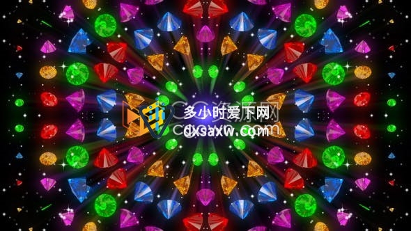 VJ素材-彩色钻石万花筒射线闪耀闪烁动态循环背景视频素材