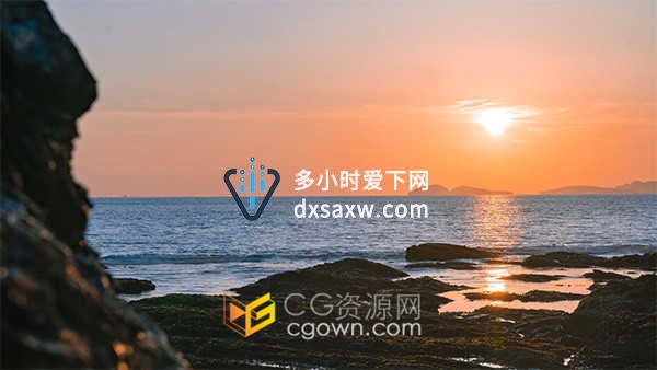 沙滩晚霞海边落日海浪风光延时实拍视频素材
